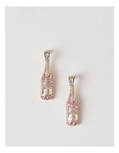Pop Bottle Earrings in Gold/Pink