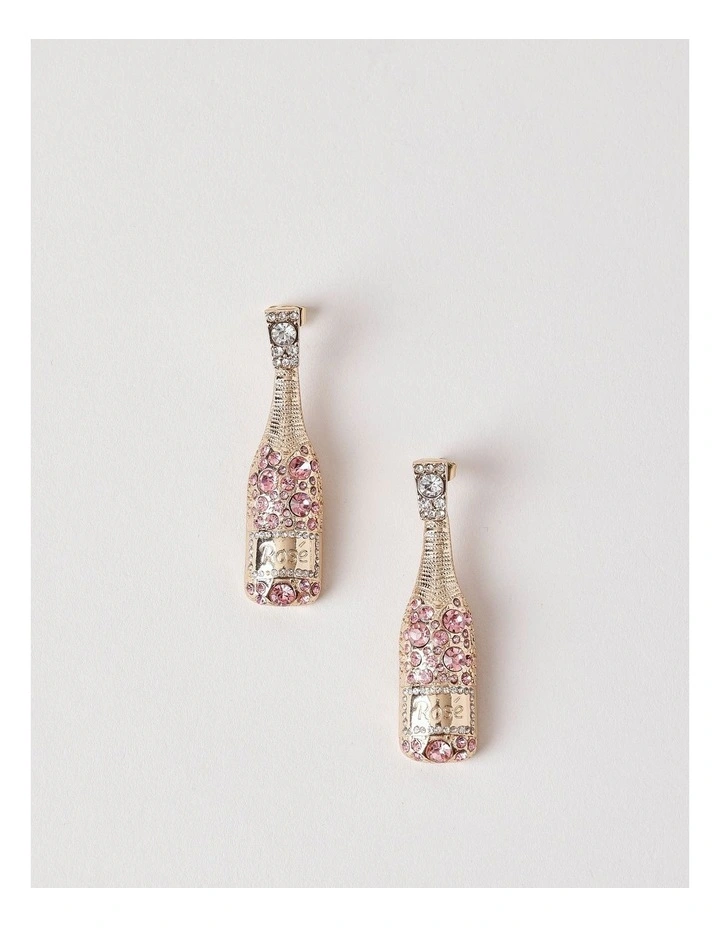 Pop Bottle Earrings in Gold/Pink image 1