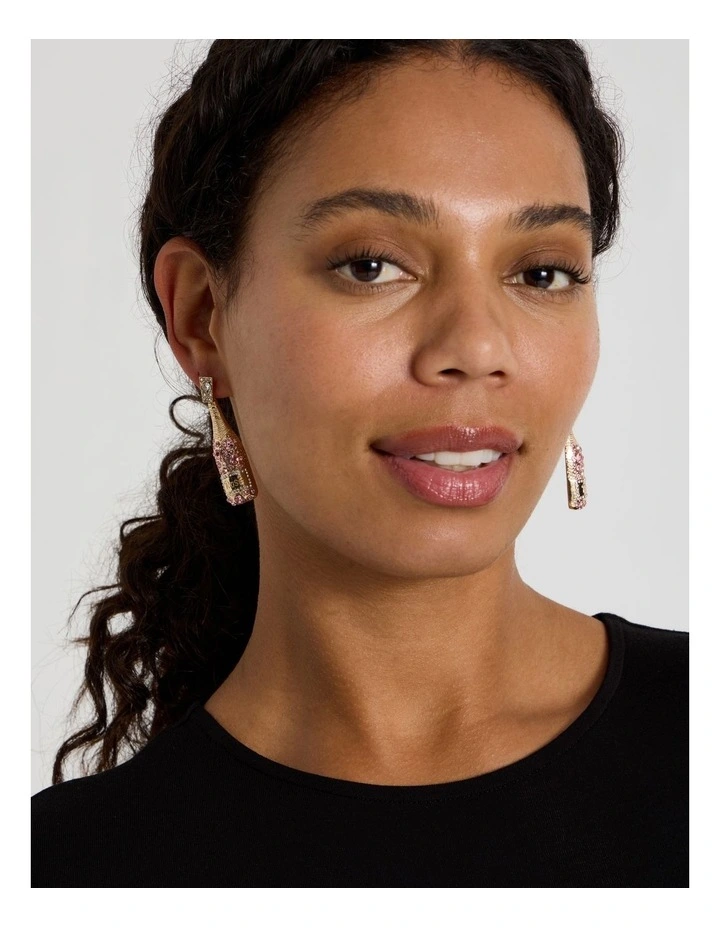Pop Bottle Earrings in Gold/Pink image 2