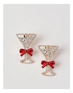 Martini Earrings in Gold/Red