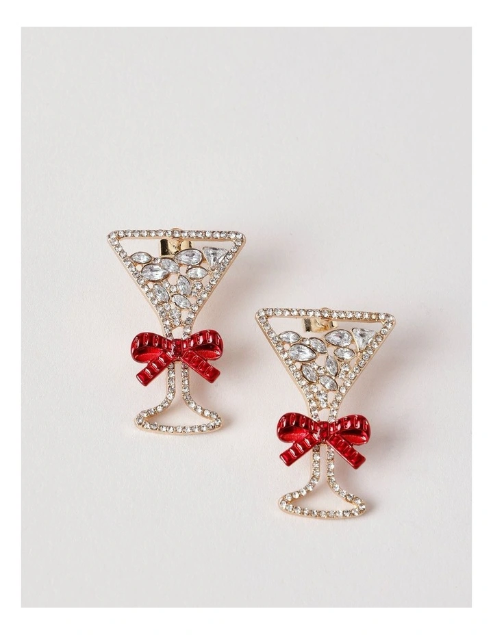 Martini Earrings in Gold/Red image 1