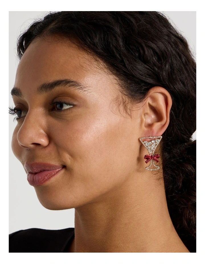 Martini Earrings in Gold/Red image 2