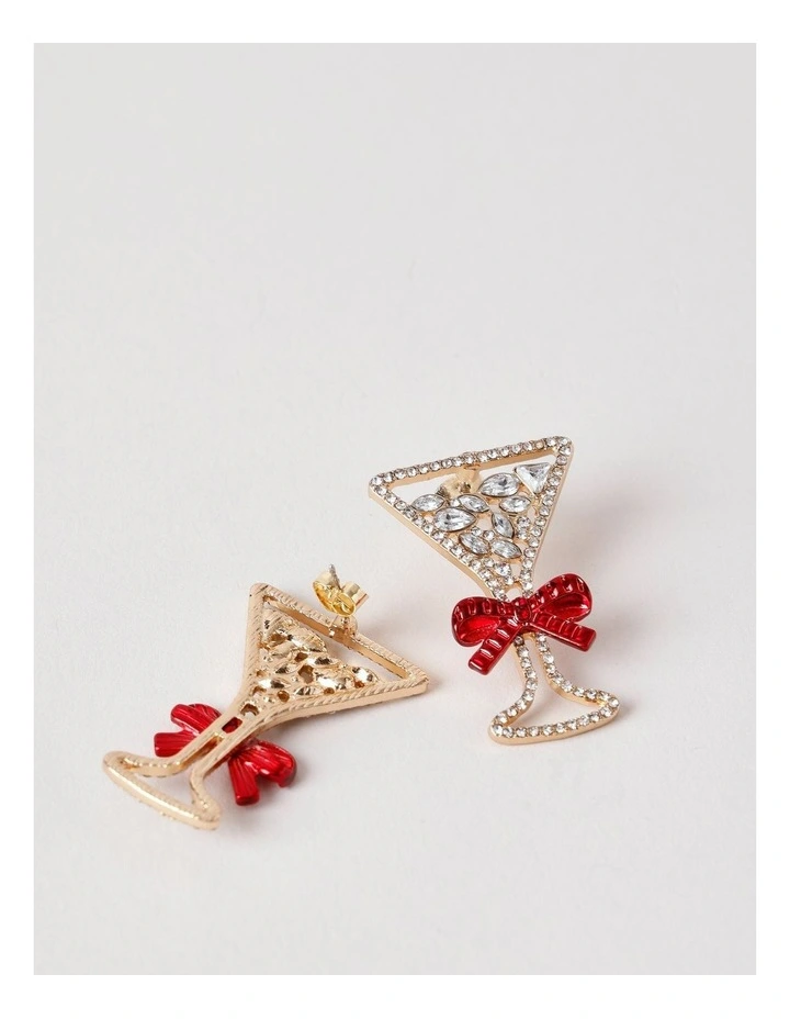 Martini Earrings in Gold/Red image 3