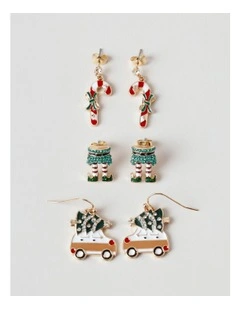 Dancing Reindeer Earrings in Multi