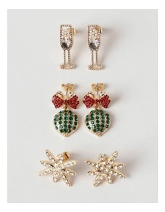 Design Studio Bauble 3PK Earrings in Multi