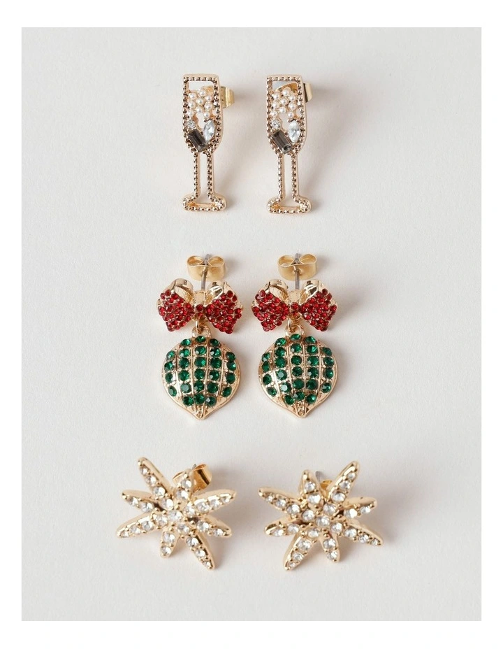 Design Studio Bauble 3PK Earrings in Multi image 1