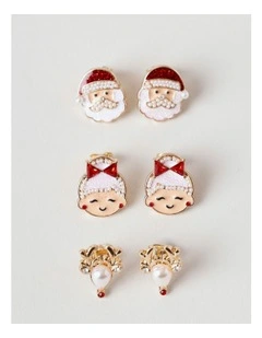 Christmas Character 3PK Earrings in Multi
