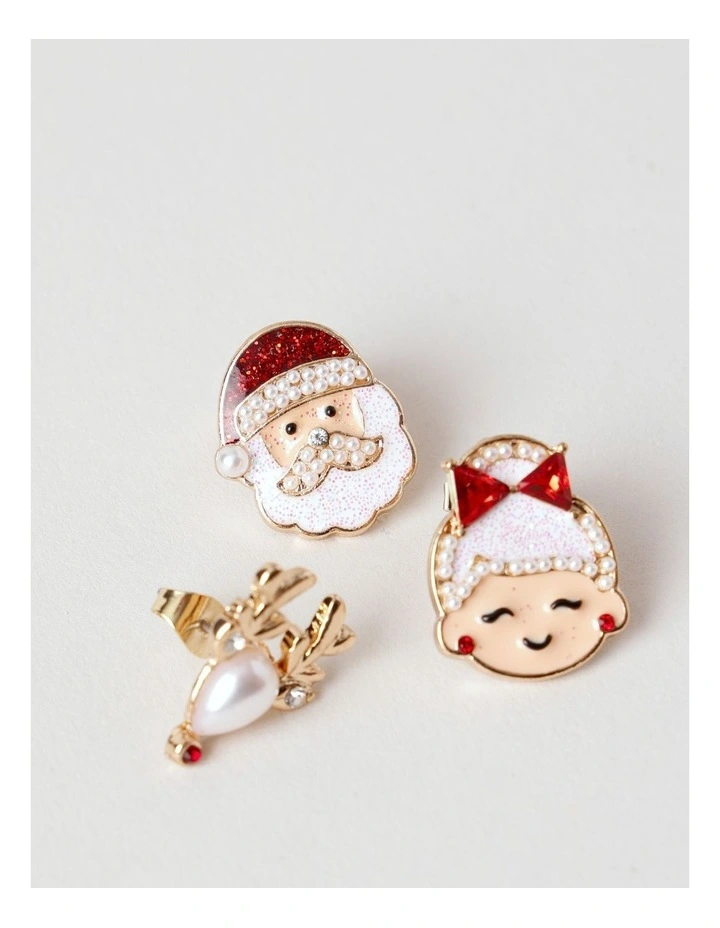Christmas Character 3PK Earrings in Multi image 3