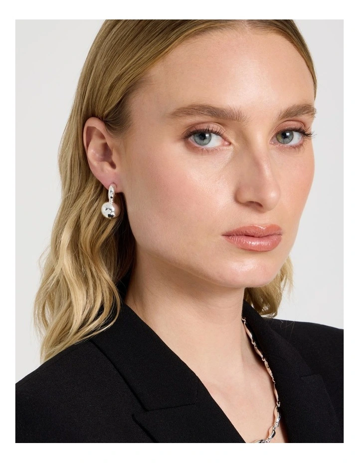 Silver Sphere Earring in Silver image 2