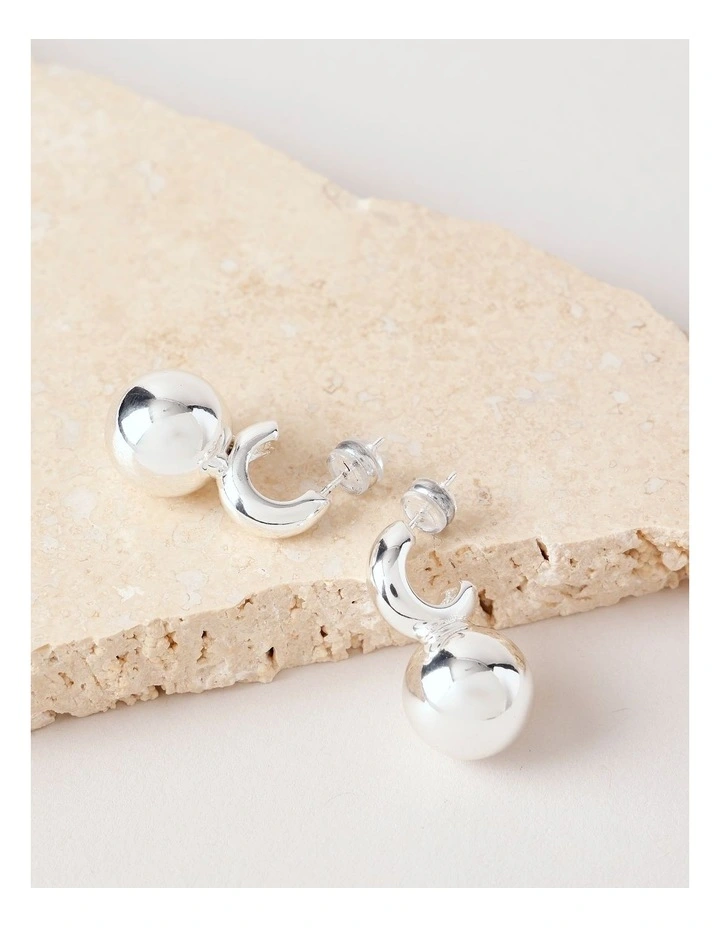 Silver Sphere Earring in Silver image 3