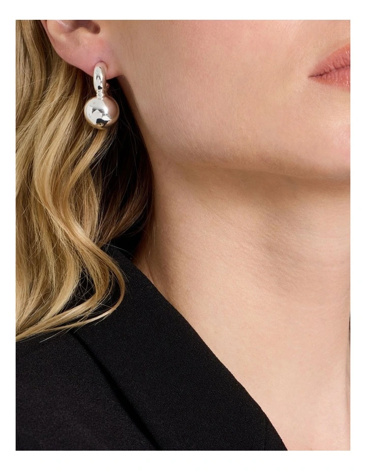 Silver Sphere Earring in Silver image 4