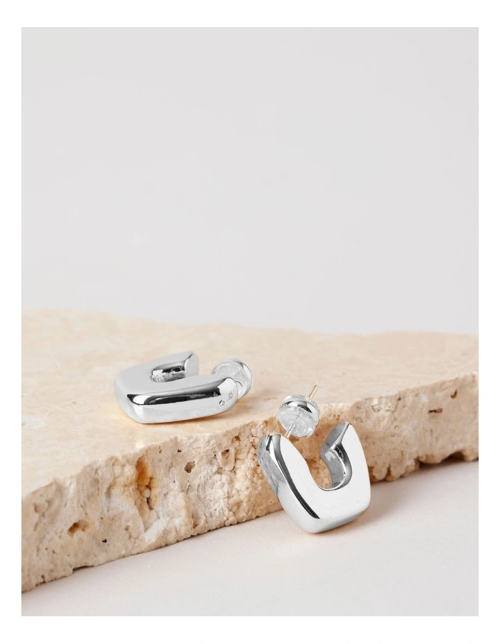 Silver Twist Hoop Earring in Silver image 3