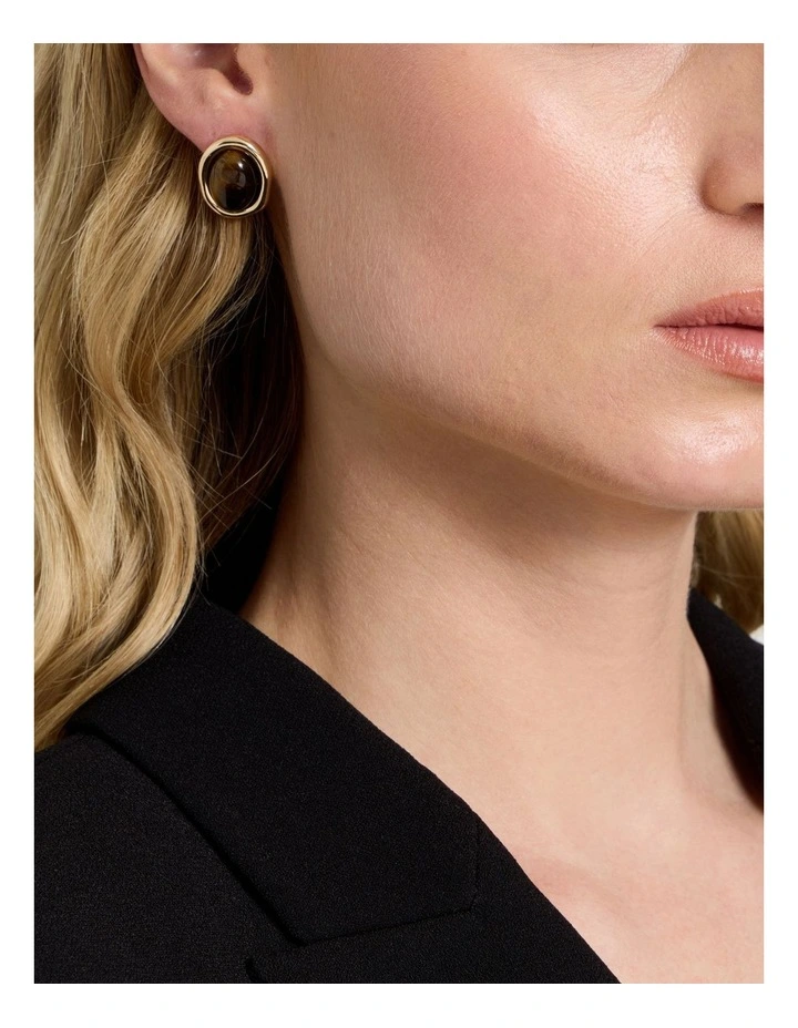 Amber Stone Earrings in Brown image 2