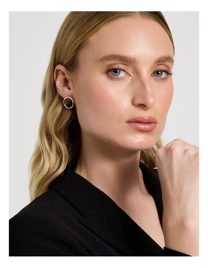 Amber Stone Earrings in Brown image 4