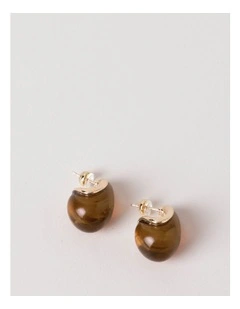Amber Teardrop Earring in Brown