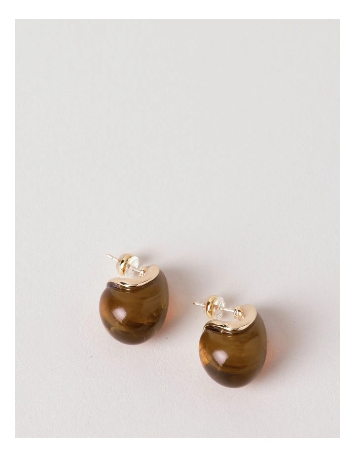 Amber Teardrop Earring in Brown image 1