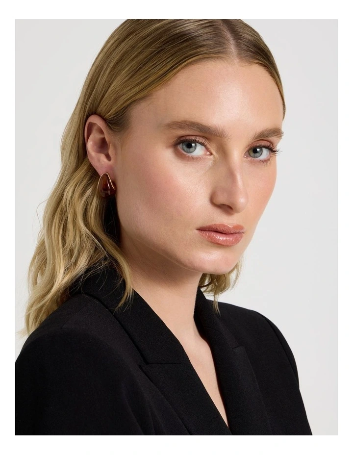 Amber Teardrop Earring in Brown image 2