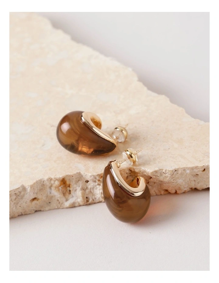 Amber Teardrop Earring in Brown image 2