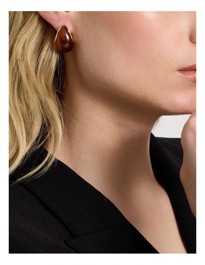 Amber Teardrop Earring in Brown image 4