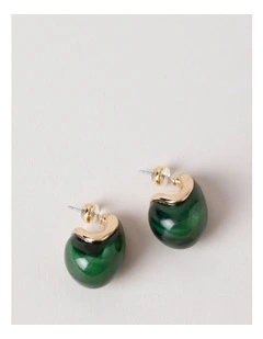 Green Teardrop Earring in Green
