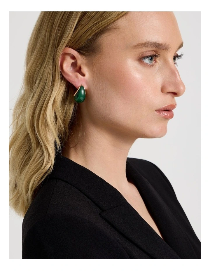 Green Teardrop Earring in Green image 2