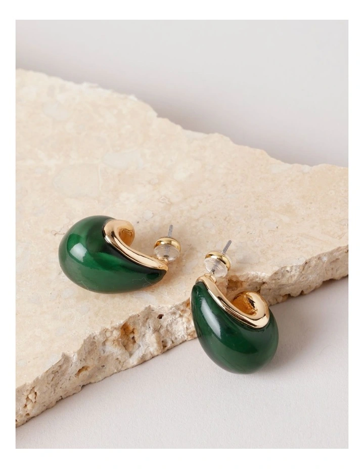 Green Teardrop Earring in Green image 3