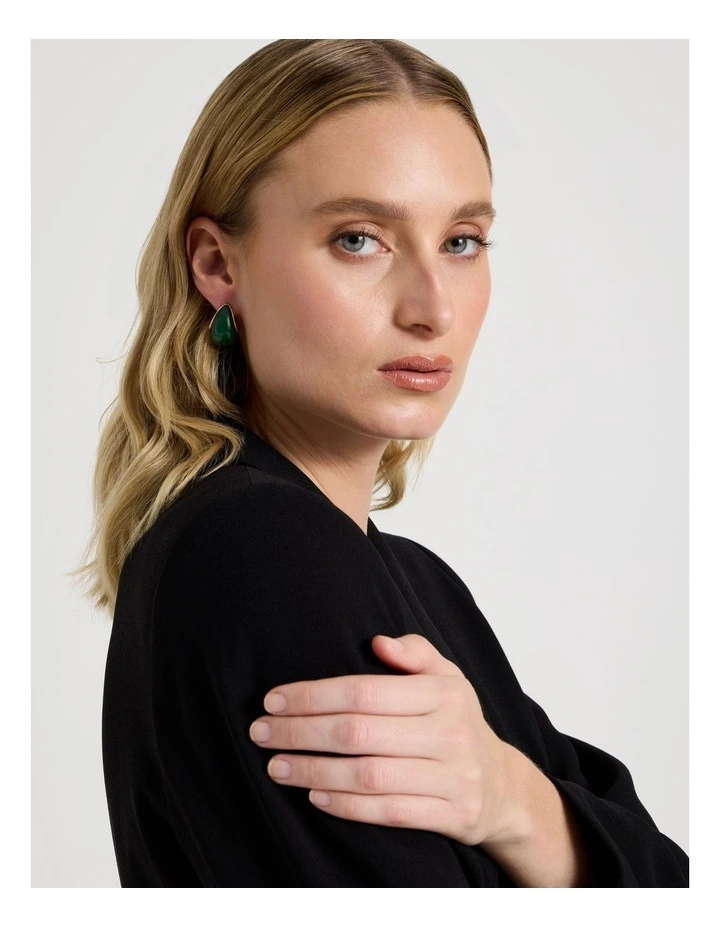 Green Teardrop Earring in Green image 4