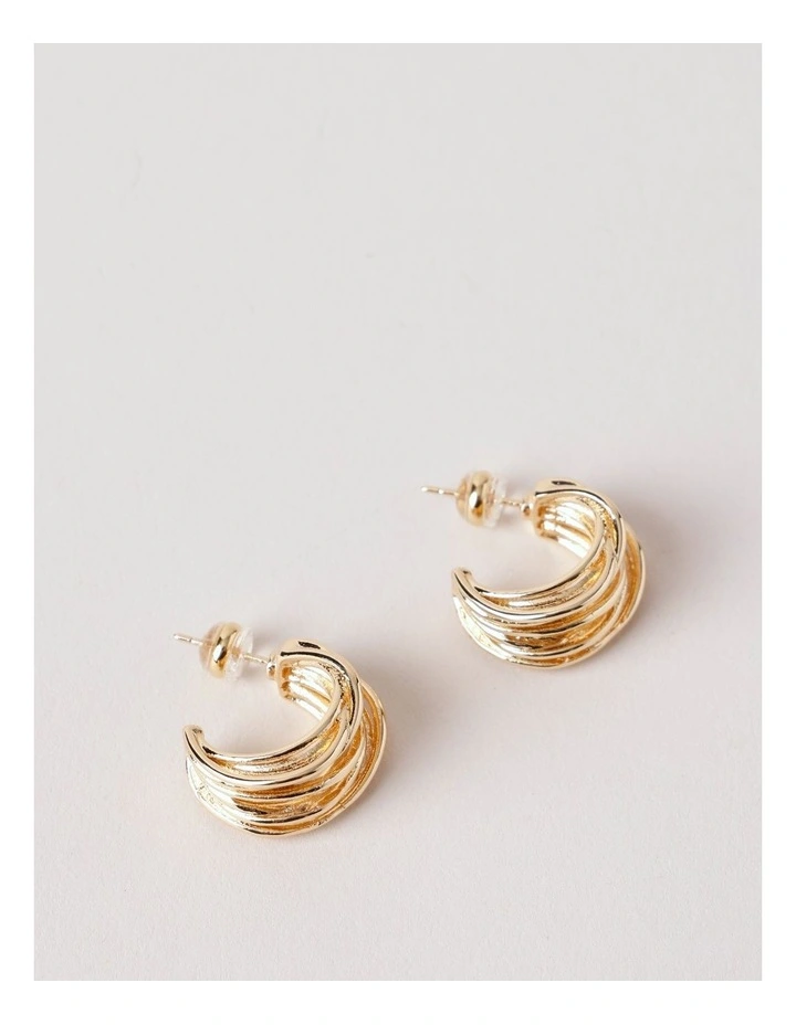 Textured Small Hoops in Gold image 1
