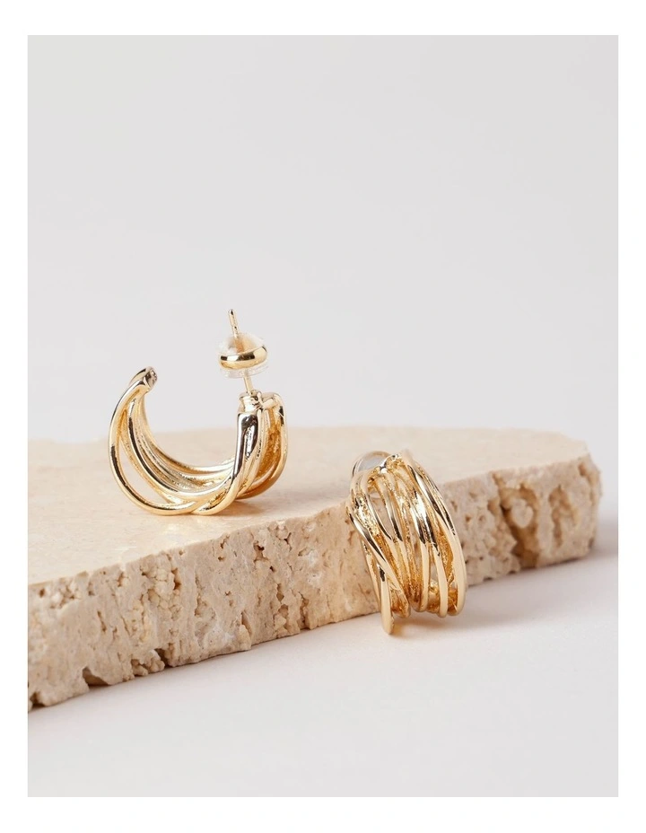 Textured Small Hoops in Gold image 3