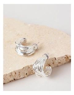 Textured Small Hoops in Silver
