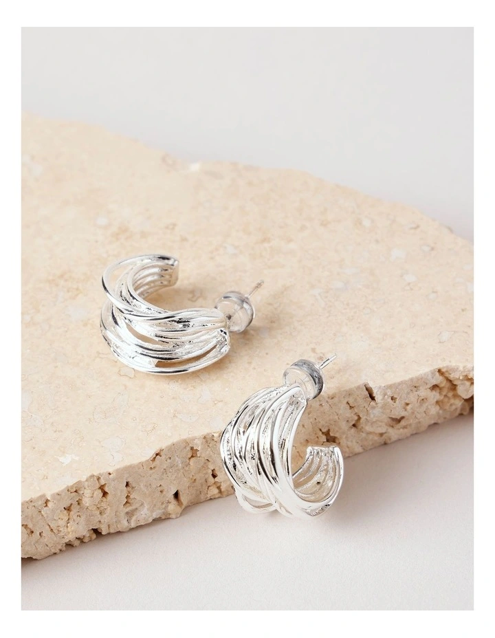 Textured Small Hoops in Silver image 1