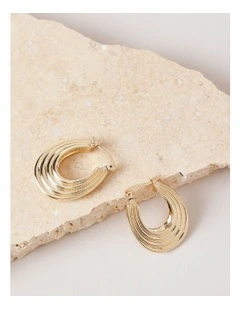 Ridged Hoops in Gold