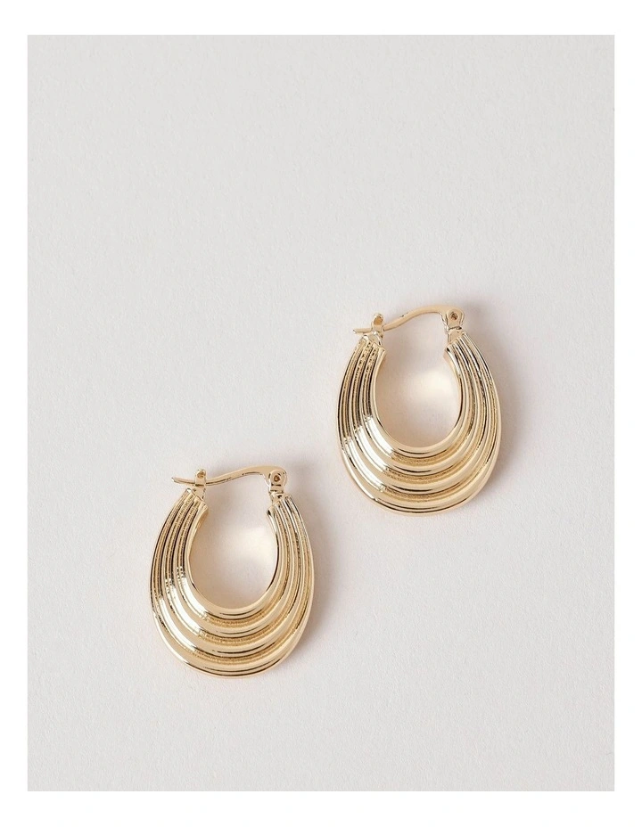 Ridged Hoops in Gold image 3