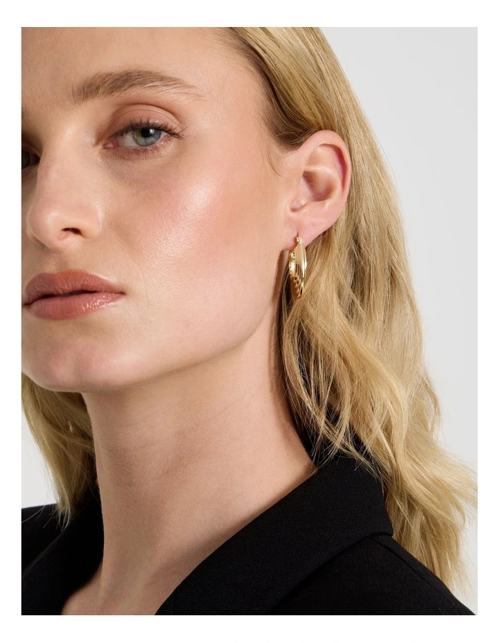 Ridged Hoops in Gold image 4