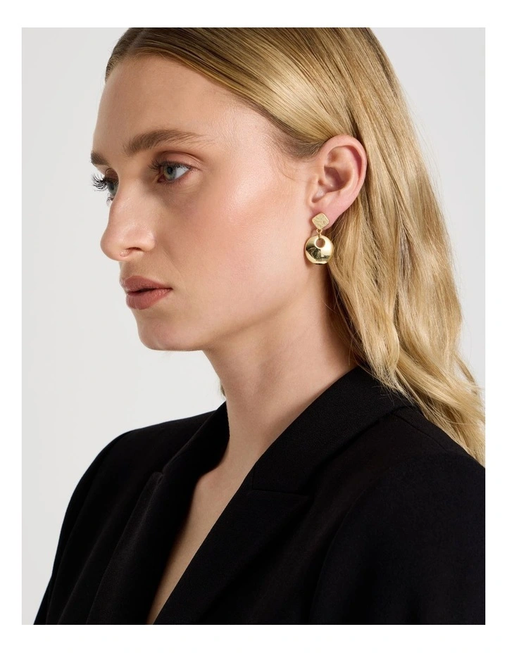 Circle Drop Earring in Gold image 2