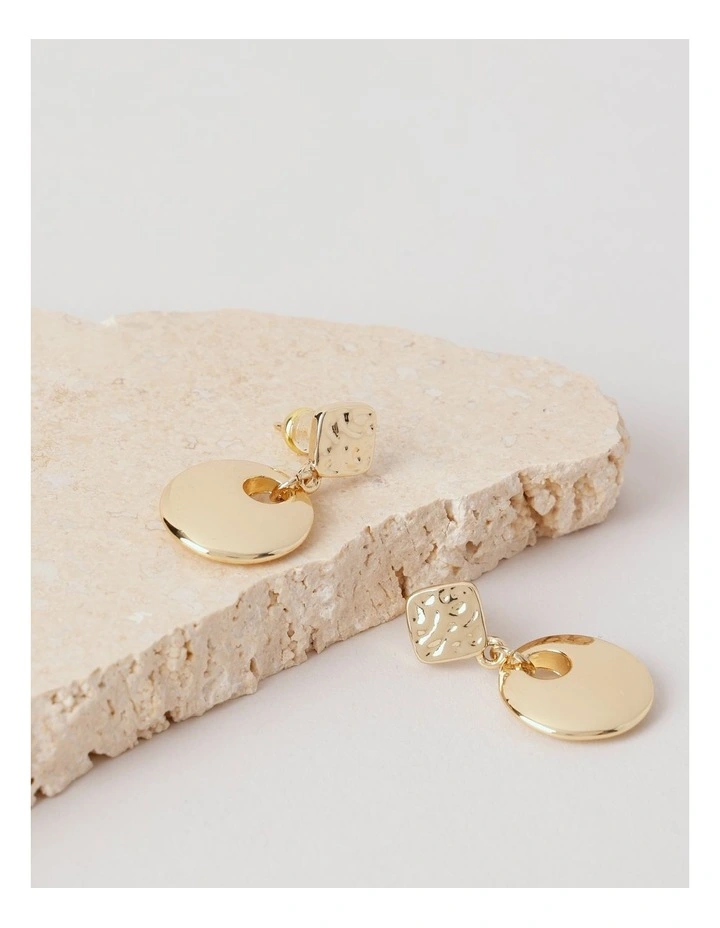 Circle Drop Earring in Gold image 2