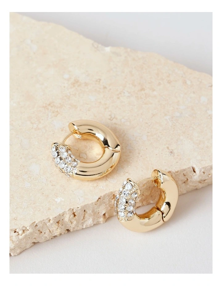 Diamante Donut Hoop in Gold image 1