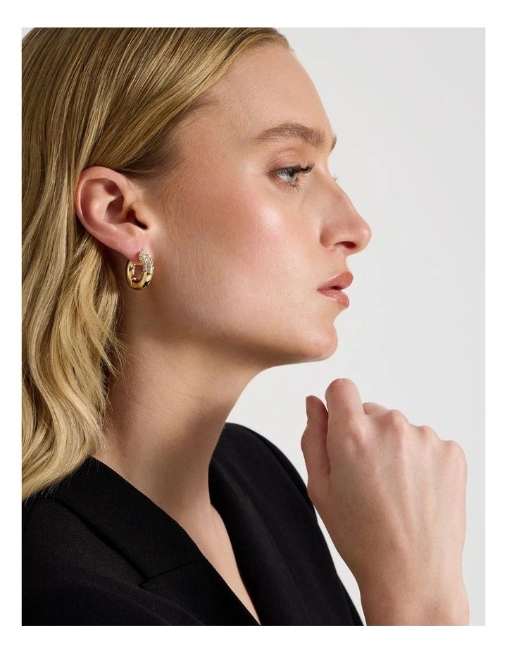 Diamante Donut Hoop in Gold image 2