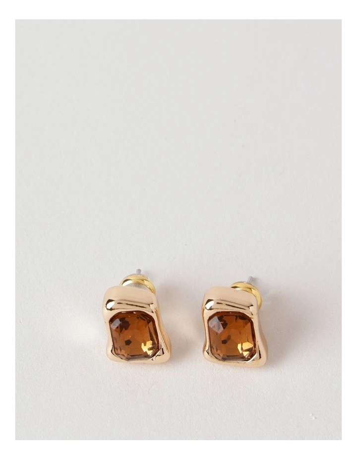 Topaz Jewel Studs in Brown/Gold image 1