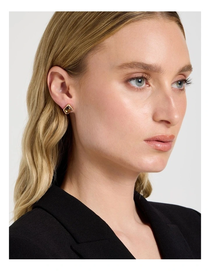 Topaz Jewel Studs in Brown/Gold image 2