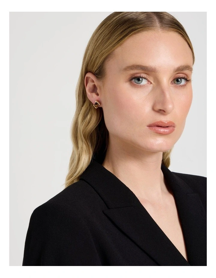 Topaz Jewel Studs in Brown/Gold image 4