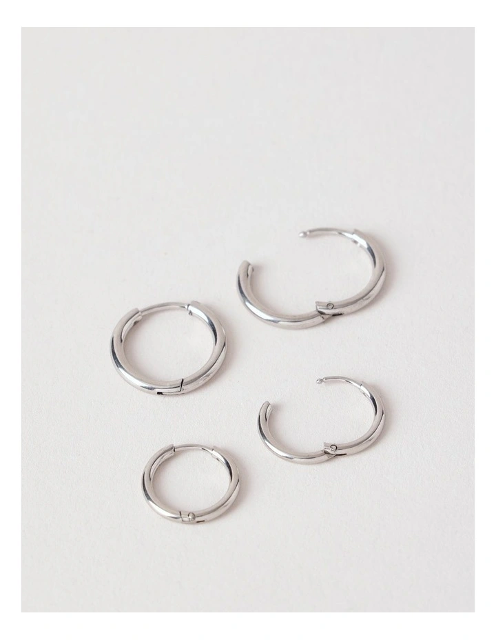 Sleeper 2PK Earrings in Silver image 2