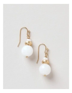 Ball Drop Earring in White