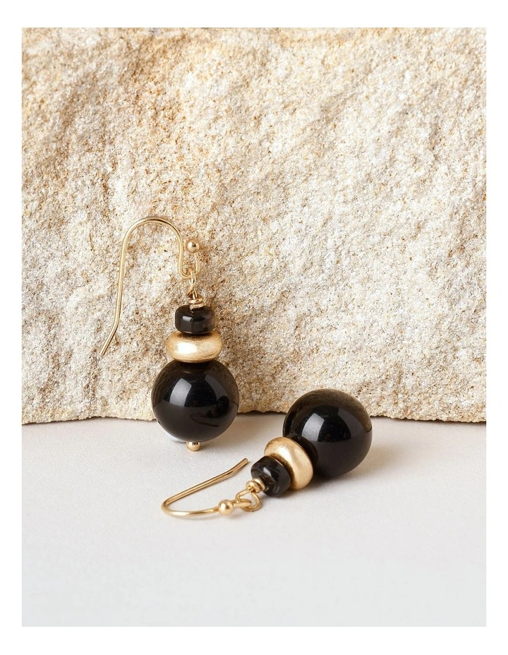Ball Drop Earring in Black image 3