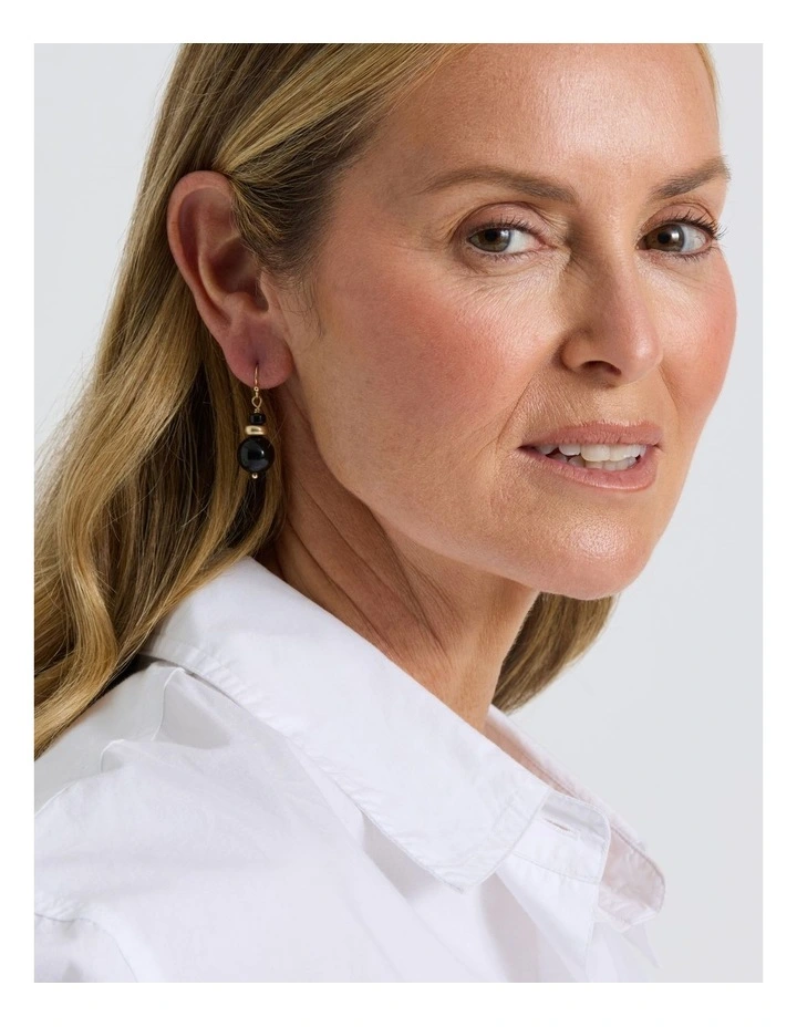 Ball Drop Earring in Black image 4