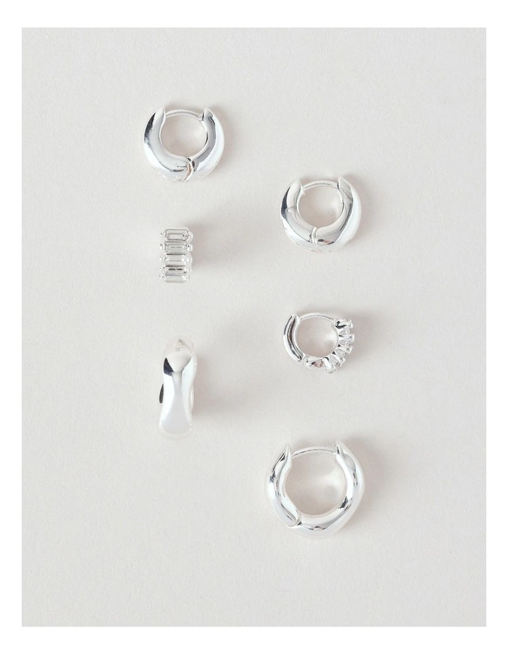 Crystal 3PK Huggies in Silver image 1