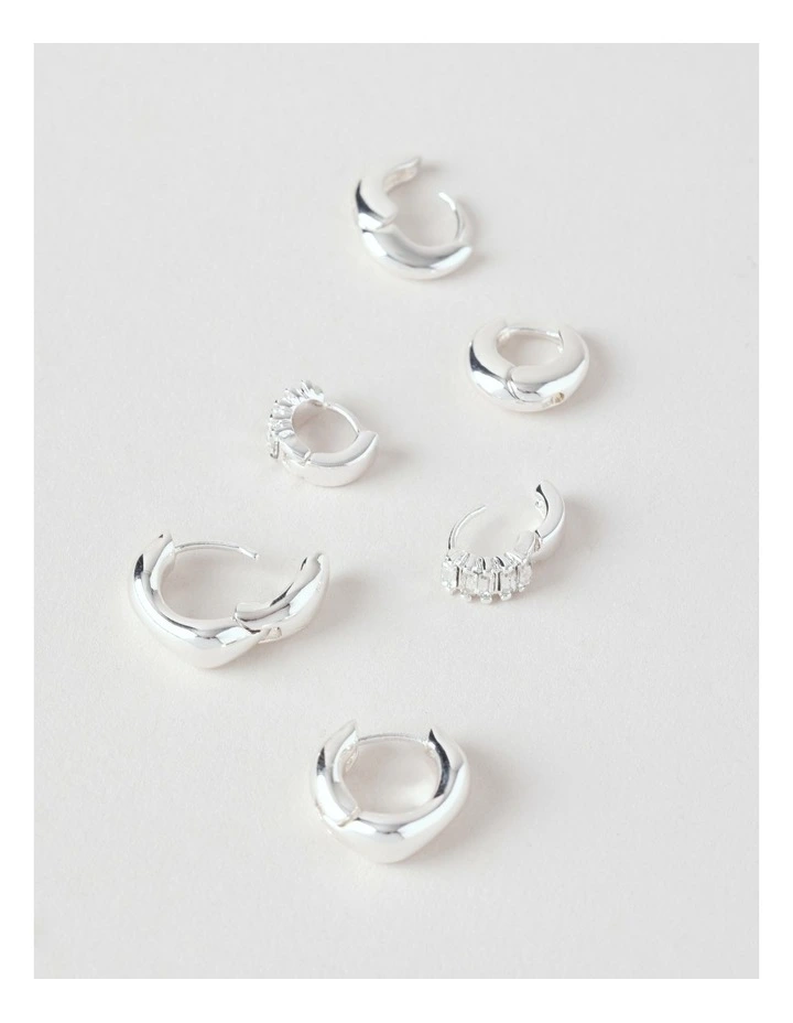 Crystal 3PK Huggies in Silver image 2