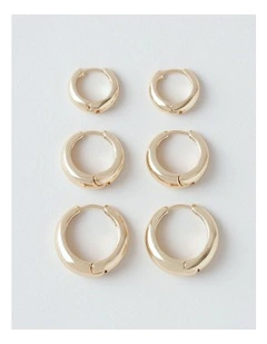 3PK Hoops in Gold