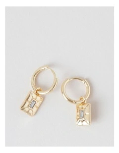 Square Gem Earring in Gold