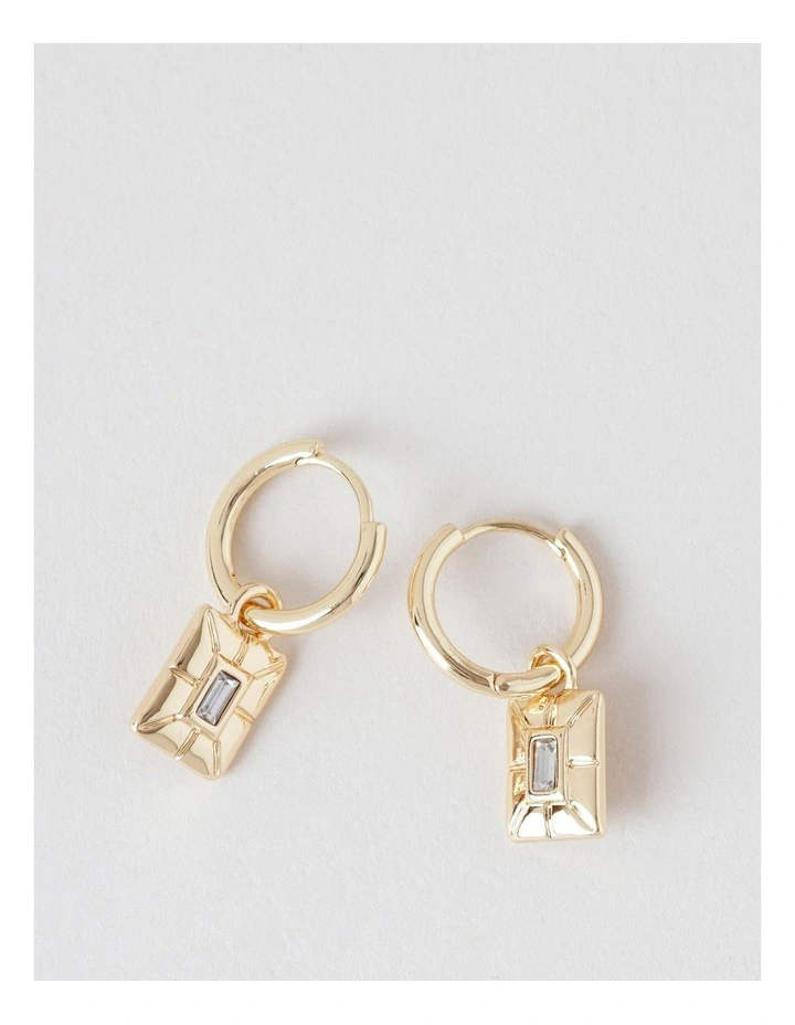 Square Gem Earring in Gold image 1